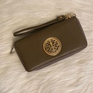 Brown and Gold Wristlet Wallet